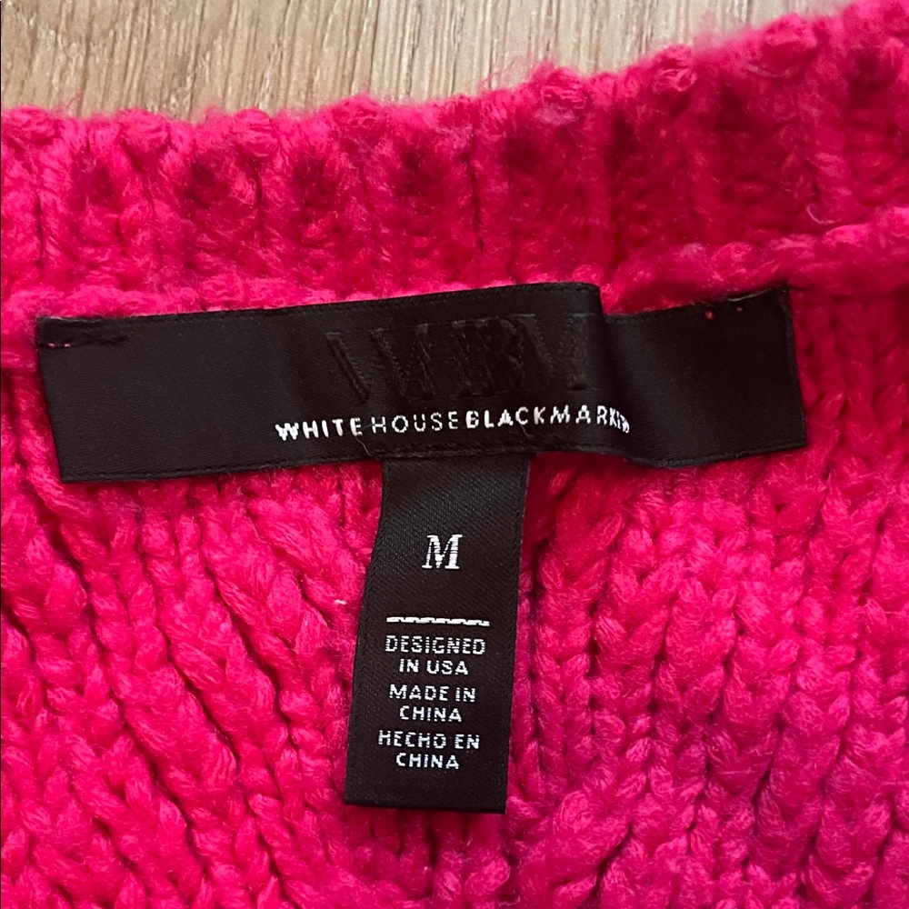 White House Black Market Bright Pink V-Neck Sweater - Picture 2 of 11